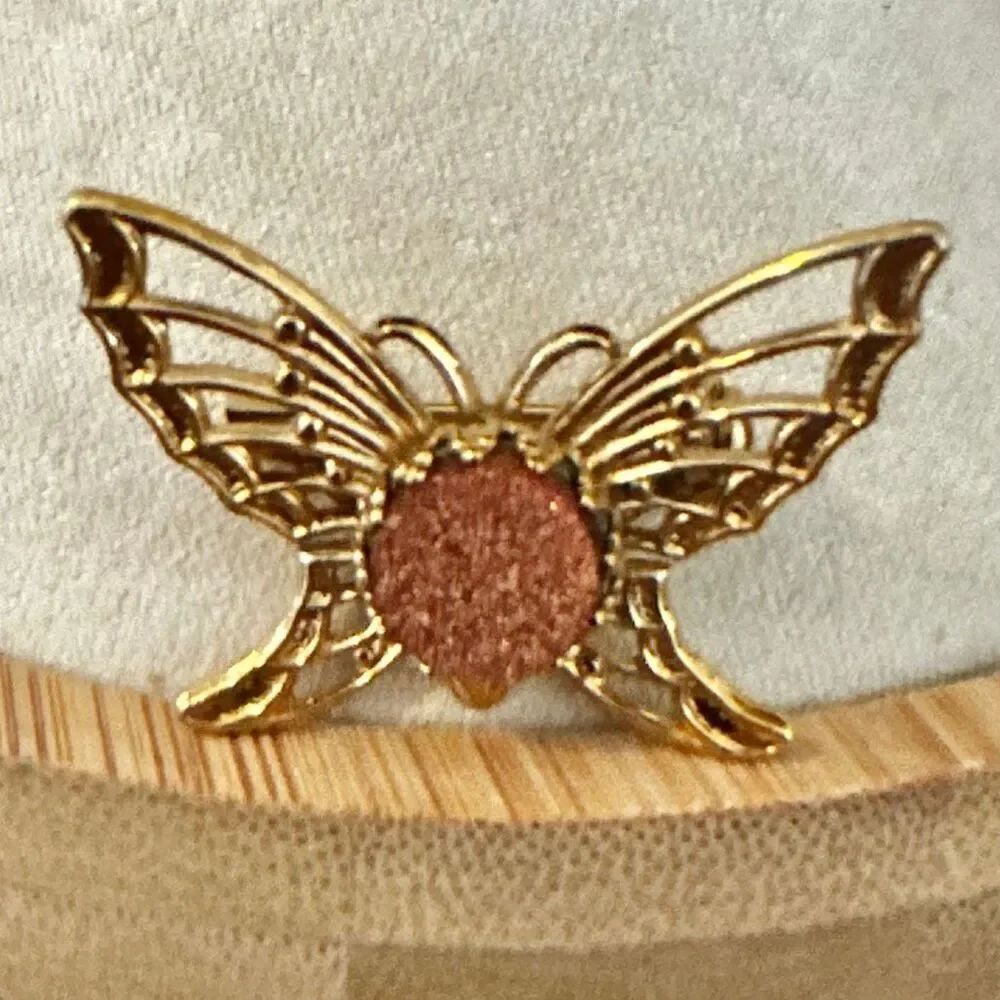 Vintage Goldstone Butterfly Brooch